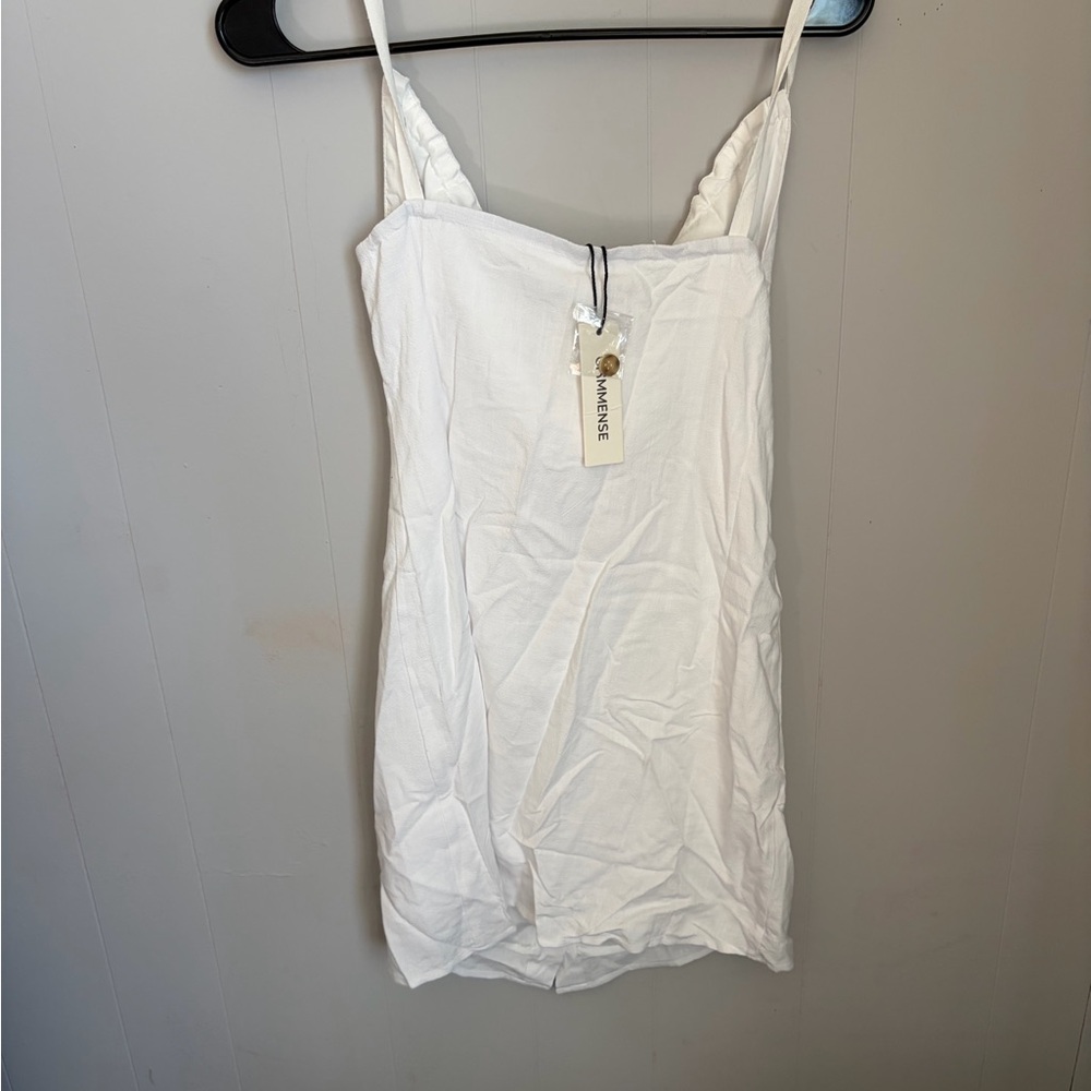 Commense White Button-Front Spaghetti Strap Dress… - image 3